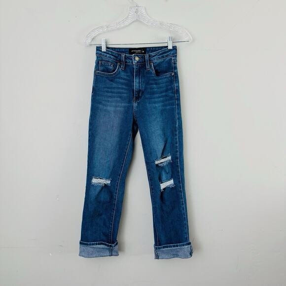 Just Black Denim Distressed Cropped Blue Jeans Women’s Size 25 - Picture 1 of 8